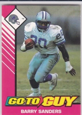 BARRY SANDERS 1993 Starting Lineup SLU Football Card DETROIT LIONS GO TO GUY! - Image 1 of 2