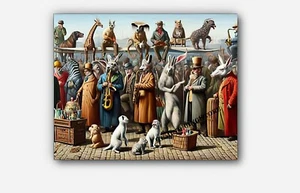 Frieden auf Erden humorvolle und surreale Wendung anthropomorphisierte Kunst #1 Reprint - Bild 1 von 3