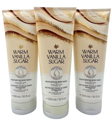 Bath & Body Works LOT 3 Warm Vanilla Sugar Moisturizing Body Wash Shower 10 oz - Image 1 of 2