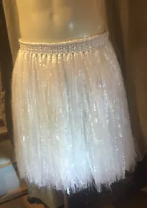 Handmade Heavy Weight Pure White Cellophane Hula Skirt. Each Piece Unique. - Picture 1 of 9