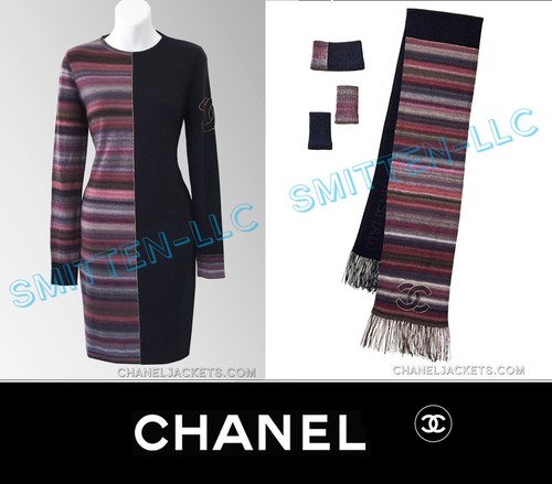 ABITO CHANEL a righe Colorblock $4 190 con accessori * FR 40 US 6 ~ NUOVO