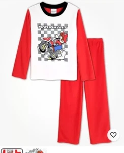 Super Mario Kart Boy's Checkered Flag Race Fleece Pajama Set Size 4 - Picture 1 of 3