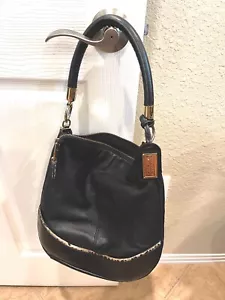 badgley mischka purse hobo shoulder bag w/gold hardware and leopard trim - Picture 1 of 8
