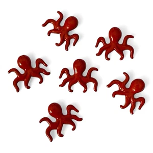 10 Red Octopus Spacer Beads 16x14mm 2-Sided Ocean Sea Life Jewelry Findings - Picture 1 of 3