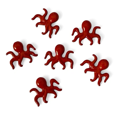 10 Red Octopus Spacer Beads 16x14mm 2-Sided Ocean Sea Life Jewelry Findings - Image 1 of 3