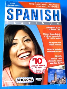 Learn Spanish Now Platinum Vintage for MAC and PC, 8 CDROM Box Set - Picture 1 of 8