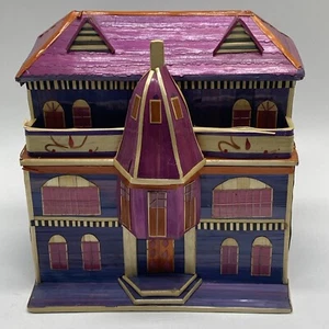 Vtg Balsa Wood Houses Straw Trinket Box Victorian Style Large San Fransico, CA - Picture 1 of 8