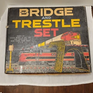 LOUIS MARX O SCALE BRIDGE AND TRESTLE SET No.1414 W/BOX - Picture 1 of 12