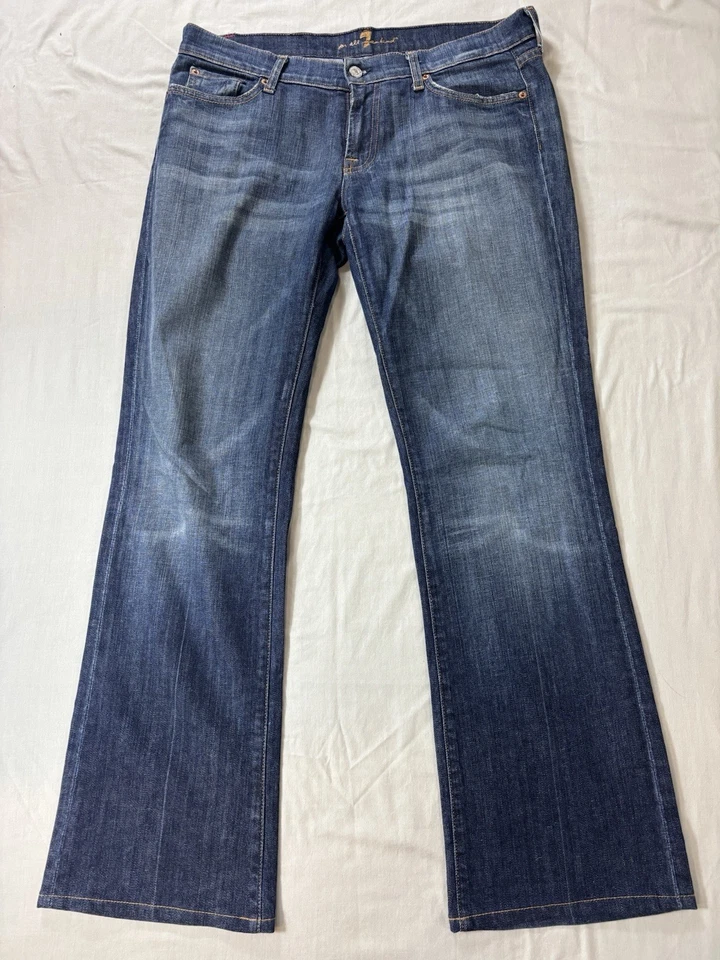 7 For All Mankind Jeans Men's Denim Dark Wash Relaxed 32x31 Bootcut Distressed - Image 1 of 4
