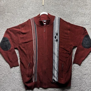 Silversilk Strick Pullover Jacke 4XL Ellenbogen Patches Taschen Full Zip Rot Vintage - Bild 1 von 14
