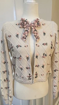 Alice + Olivia Kitty Floral Cardigan Sweater Sz Med NWT - Image 1 of 4
