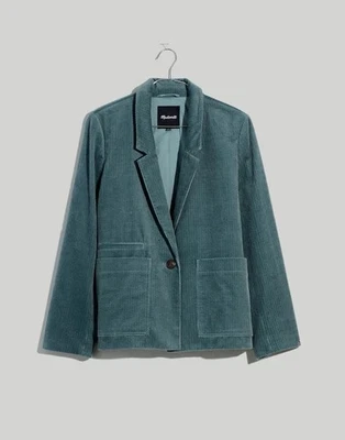 Madewell Womens Sz Medium Corduroy Crop Dorset Blazer Faded Shale Green Jacket - Image 1 of 4