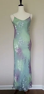 Abito slip vintage Bascoti taglia 2 misto seta burnout orlo arricciato fata capriccioso anni 90 - Foto 1 di 13