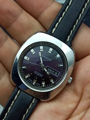 Casual Style Sandoz Purple Dial Watch Elegant Swiss VTG Wristwatch - Image 1 of 4