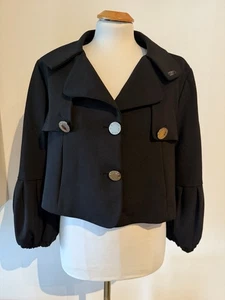 Blugirl Folies by Blumarine Black Short Jacket Size 46 L Made In Italy Vintage - Imagen 1 de 10