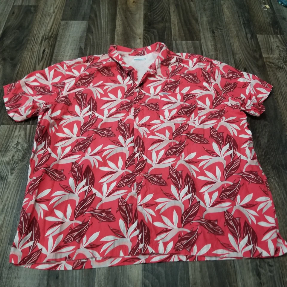 Camisa de pesca Columbia PFG para hombre con botones delanteros ventilados blanca 4 X/4tf grande y alta  Foto 1 de 4