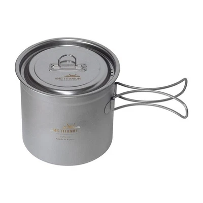 AMG Titanium 1L Pot (Mess Kit) Ultralight POSCO Grade 2 Titanium Cookpot Pouch - Image 1 of 4