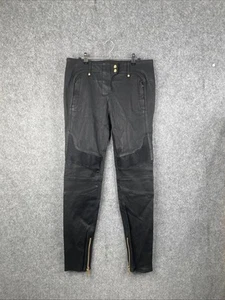 Balmain x H&M Women’s Leather Biker Trousers Uk 40 Us 10 Skinny Strech VGC - Picture 1 of 15