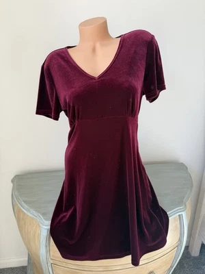 Vestido Kathie Lee Talla L 12 Corto SL Vacaciones Fiesta de Navidad Borgoña Vino Terciopelo Foto 1 de 4