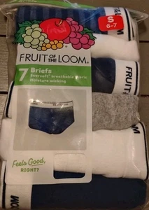 Fruit Of The Loom Boys Assorted S Tag-Free Cotton Fashion Briefs 7 Pack Soft NEW - Picture 1 of 5