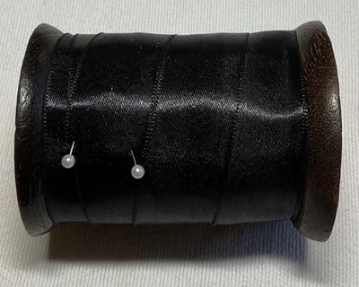 Martha Stewart BLACK SATIN Ribbon 10 Yards On WOODEN Spool 1 INCH NWT - Image 1 of 3