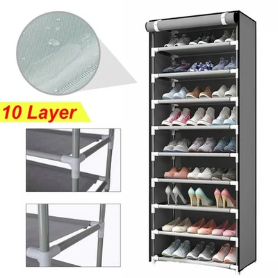 Zapatero 9 Estantes Almacenamiento Armario Hogar Organizador Gabinete con Cubierta a Prueba de Polvo EE. UU. Foto 1 de 4