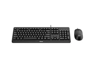 Philips SPT6207B wired keyboard and mouse set - USB 2.0, ergonomic design and 1, - Afbeelding 1 van 1
