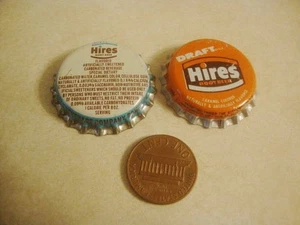 Vtg Cork Back Soda Pop Bottle Caps x2 HIRES ROOT BEER 1 DIET Cap Advertising NOS - Imagen 1 de 3
