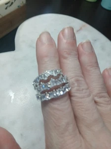 Bomb Party "The Showstopper" RBP7397 CZ Rhodium Ring Three Band Size 9 - Picture 1 of 5