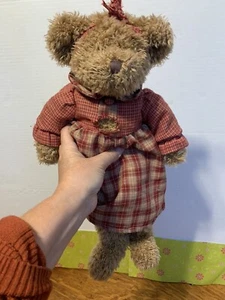 Vtg Avon Russ Serina Teddy Bear 14” Missing Button On Dress Beanbag Weighted* - Picture 1 of 10