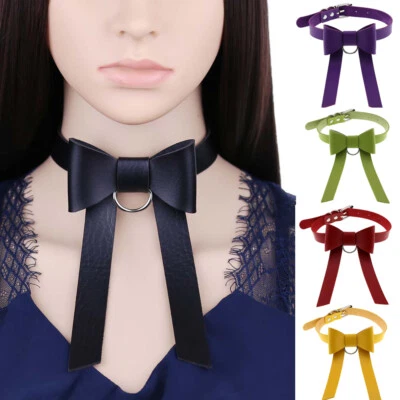 Collar gótico de cuero princesa moño collar punk accesorios para disfraces Foto 1 de 4