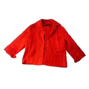 Anne Klein Linen Open Front Blazer Jacket Women's Size Medium Red Funky Concerts - Picture 1 of 8