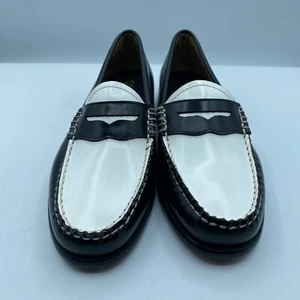 GH Bass Weejuns Penny Loafers Womens 7M Whitney Black White Leather Boho NWOB - Picture 1 of 12