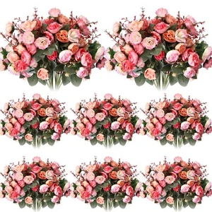 8 Pcs Valentine's Day Artificial Rose Bouquet Fake Flowers Bundles 21 Heads Faux - Picture 1 of 7