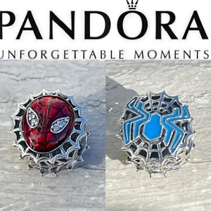 Rare Pandora Exclusive Spider-Man Reversible Web logo Charm - Picture 1 of 8