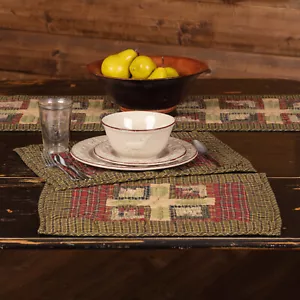 VHC Brands Placemats Tea Cabin Rustic 12x18 Set of 6 Rect Patch Quilted Table - Picture 1 of 7