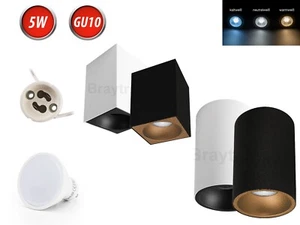 Aufbau Leuchte Strahler Deckenleuchte Ø100mm Aufbauspot LED GU10 5W Leuchtmittel - Picture 1 of 6