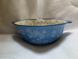 Temptations Floral Lace Winter Blue Serving Mixing Oven Bowl 3 Quart - Picture 1 of 8