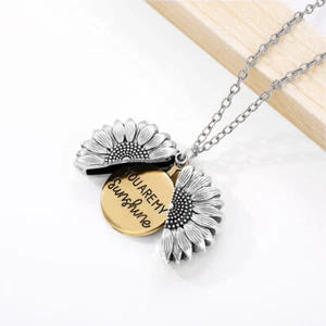 Collana medaglione ciondolo girasole You Are My Sunshine Boho gioielli regalo donna - Foto 1 di 18