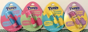 PEEPS LIP BALM MARSHMALLOW CREME GRAPE VANILLA STRAWBERRY COTTON CANDY SET / 4 - Picture 1 of 3