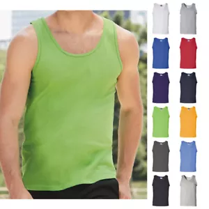 Men's Ultra Cotton Classic Fit Preshrunk Plain Basic Gym Workout Tank Top 2200 - Picture 1 of 13