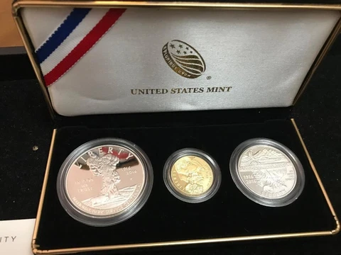 2016 100TH ANNIVERSARY NATIONAL PARK SERVICE 3 COIN COMMEM SET, GOLD GEM PR OGP Cover