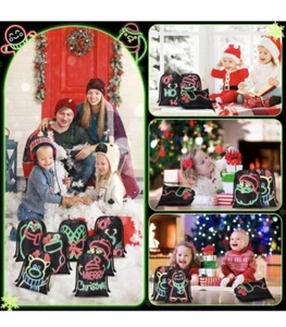 24 Stck. Weihnachten Stoff Kordelzüge Geschenktütenv Wiederverwendbar 8x10 Zoll - Bild 1 von 6