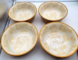 Temptations by Tara Floral Lace 24 Unzen Müsli Suppe Schüssel gold/braun - Bild 1 von 8