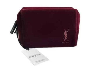 NEW YSL Beaute Burgundy Velvet Small Makeup Bag Cosmetic Pouch - Picture 1 of 10