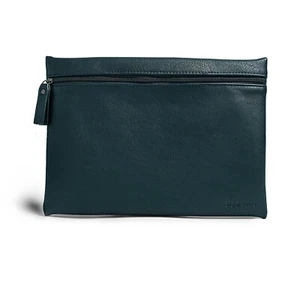 Burano Cosmetic Bag Vegan Leather Flat Zipper Pouch Jade Green NEW - Picture 1 of 3