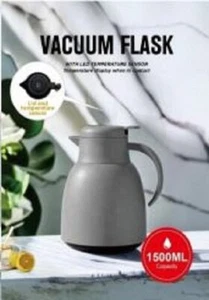 1500ml Vacuum Flasks Grey Jug Kettle Kitchen SS Insulated Tea Pot Thermos Coffee - Picture 1 of 3