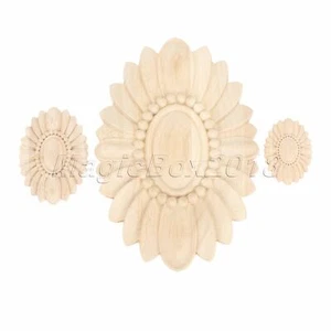 Unpainted Woodcarving Corner Decal Carved Floral Bookcase Mouldings Craft Decor - Picture 1 of 17