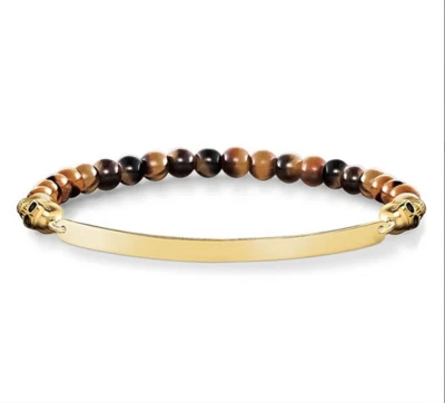 Bracciale donna Thomas Sabo argento giallo occhio di tigre e ponte per incisioni - Immagine 1 di 2