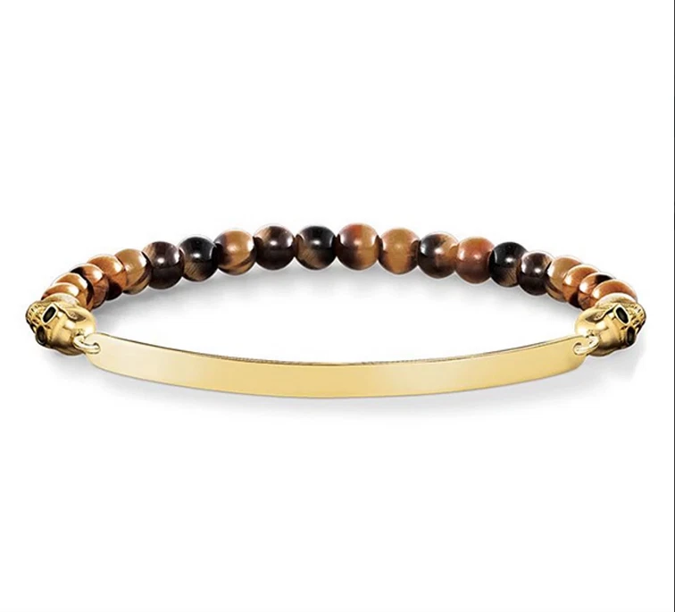 Bracciale donna Thomas Sabo argento giallo occhio di tigre e ponte per incisioni - Immagine 1 di 2